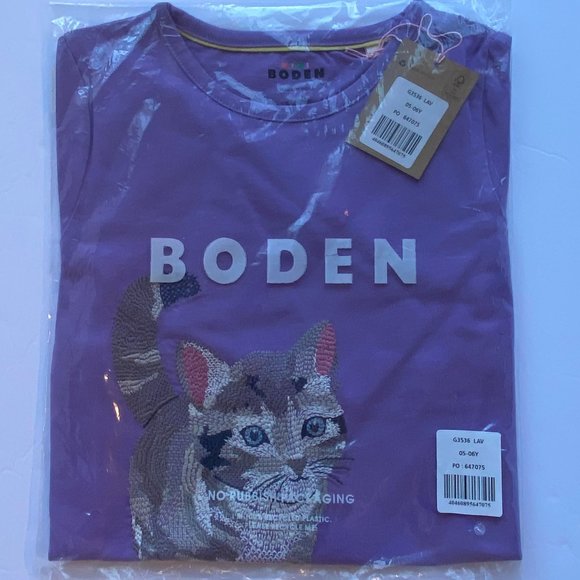 *SOLD* NWT Mini Boden HTF Playful Gray Kitten T-Shirt, 6/7Y - Picture 2 of 4
